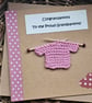 Pink Grandparents New Granddaughter Card with Knitted Jumper 
