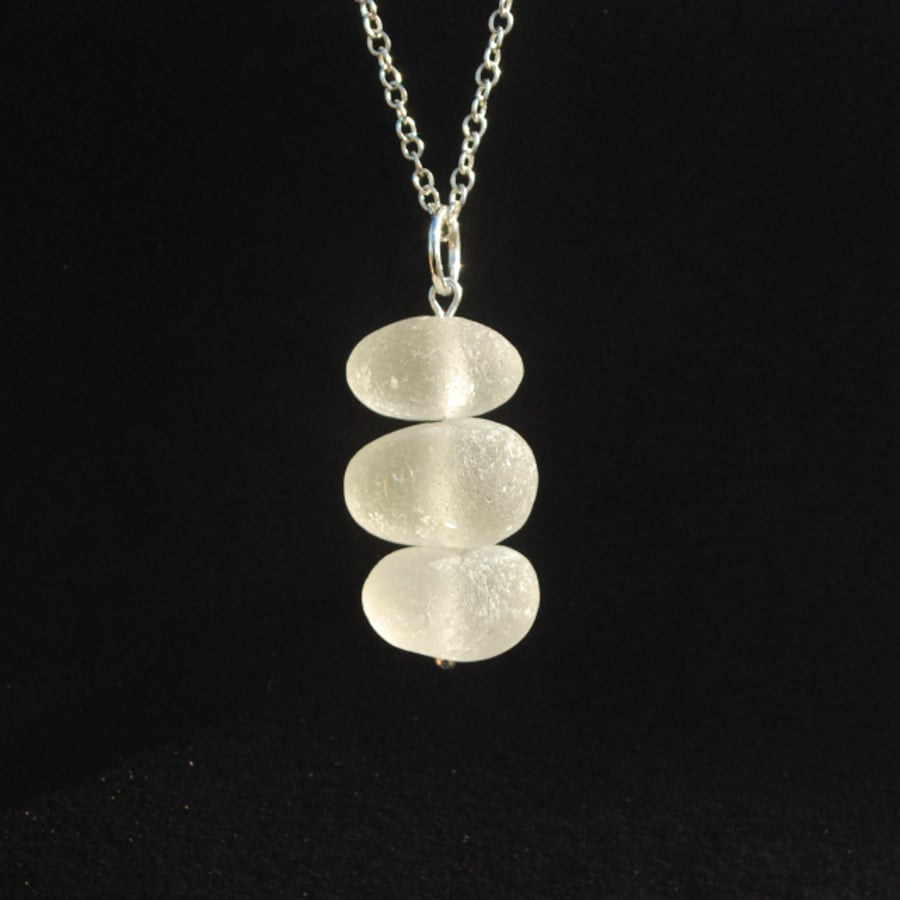Sea glass stacked pendant 