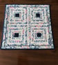 Genesha Garden quilted textile table topper pink white navy - Image 3
