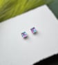 Pink & Blue Acrylic Confetti Square Stud Earrings - Image 2