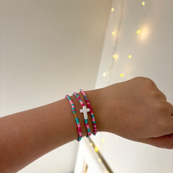 Bubblegum Beaded Bracelet Set