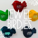 Jewel Birdie Felt Brooch 