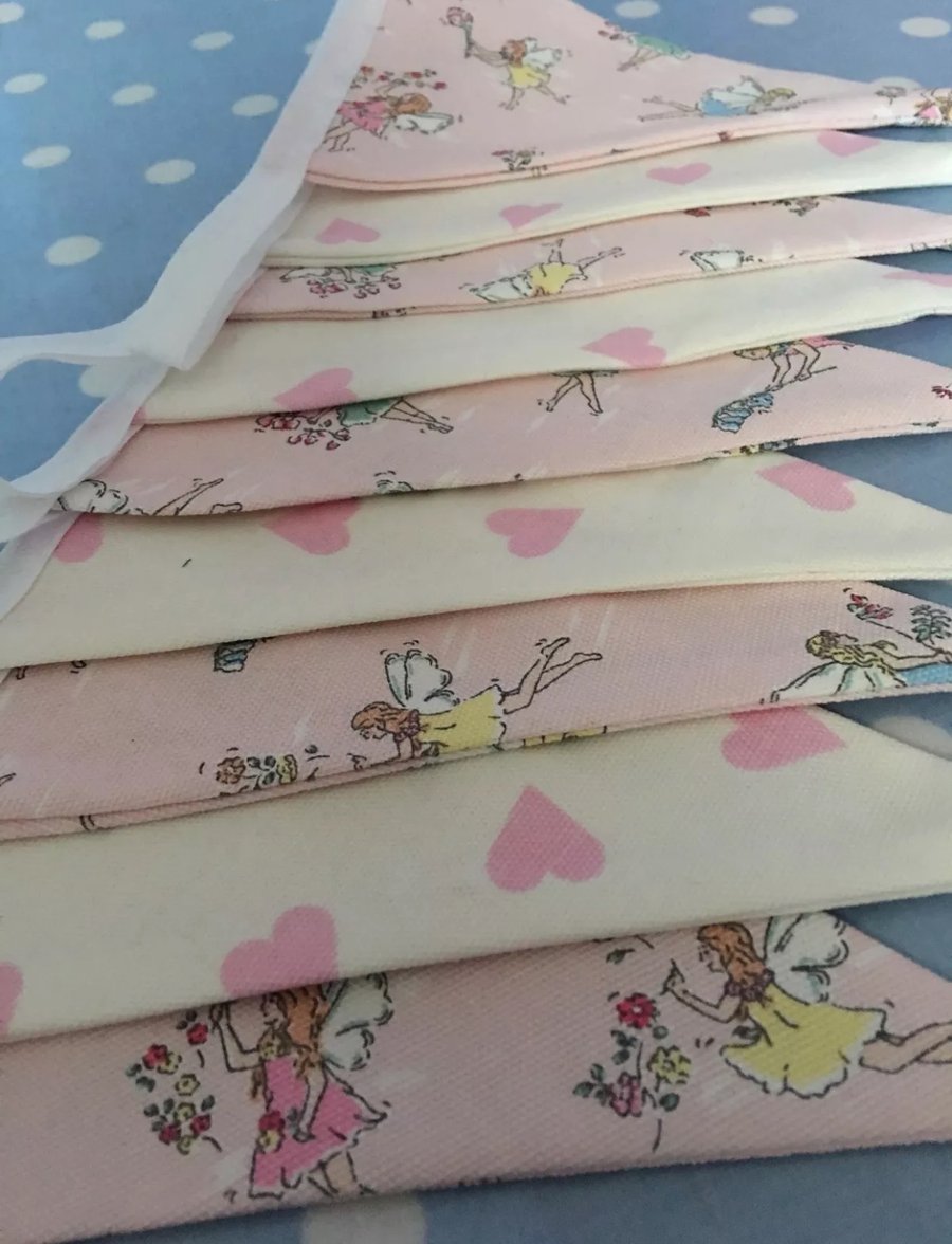 Cath kidston garden fairies cotton fabric bunting, banner, wedding,party flags