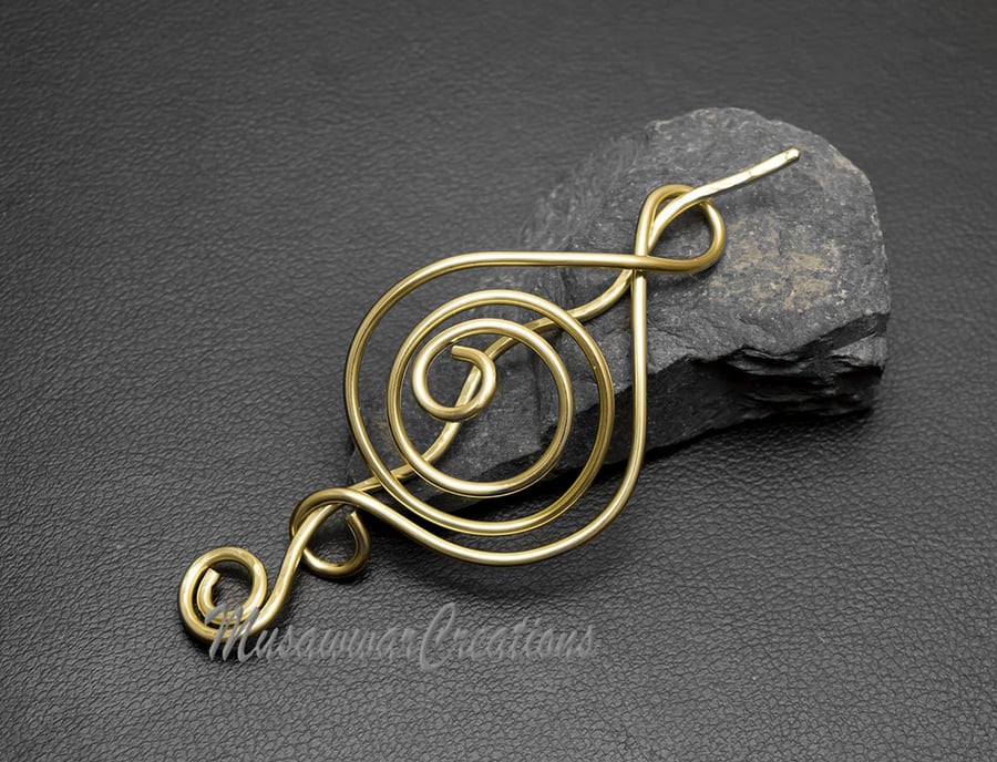 Brass hair clip, hair pin, brass shawl pin for knitted sweater brooch