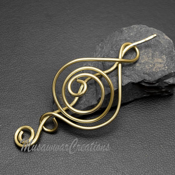 Brass hair clip, hair pin, brass shawl pin for knitted sweater brooch