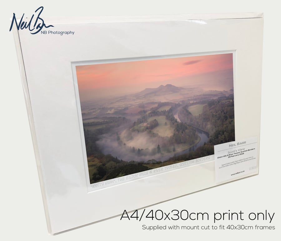 Scott's View - River Tweed & Eildon Hills Borders - A4 (40x30cm) Unframed Print