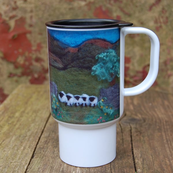 Sheep -  14fl oz travel mug -original art work