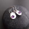 Hammered Disc Earrings with Amethyst