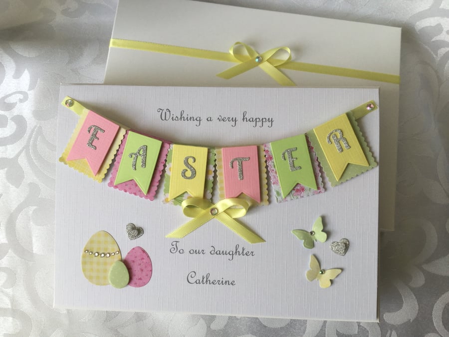 Personalised Handmade Easter Card Gift Boxed Any Names Any Message