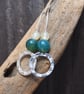 Hoops, Sterling silver dangle hoop earring, lemon jade and green moss agate hoop - Image 7