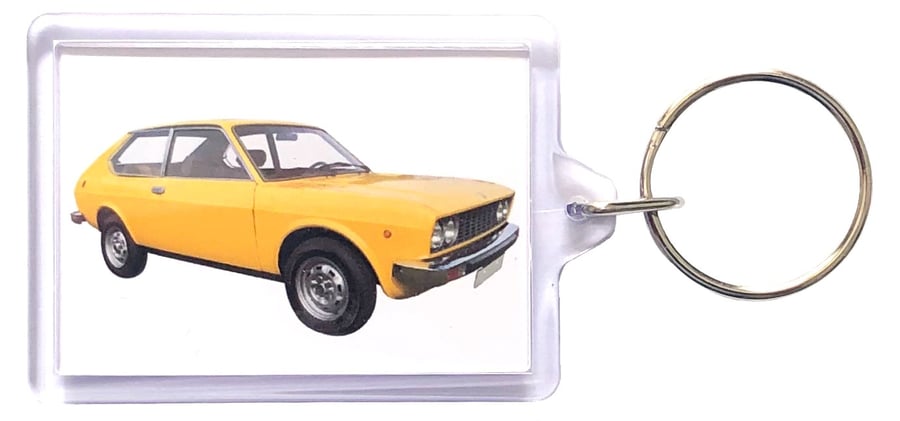 Fiat 128 Coupe 1977 - Keyring with 50x35mm Insert - Car Enthusiast