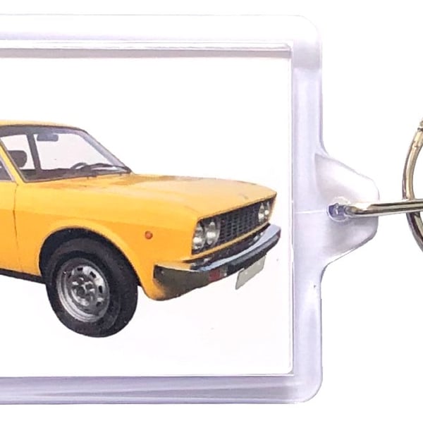 Fiat 128 Coupe 1977 - Keyring with 50x35mm Insert - Car Enthusiast