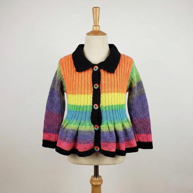 Colourful sparkly rainbow girls peplum cardigan 30 inch chest