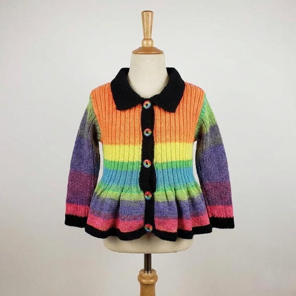 Colourful sparkly rainbow girls peplum cardigan 30 inch chest