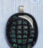 Beautiful dichroic fused glass pendant black peacock feather colours - Image 6