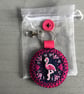Hand Embroidered Flamingo Bag Charm or Key ring  - Image 5