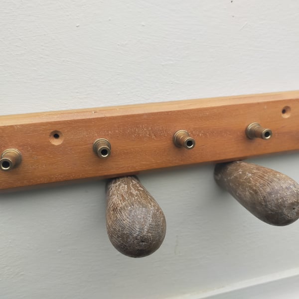 Mahogany and Brass Utensil or Key Rack