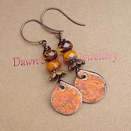 Ceramic and Czech Glass Earrings