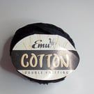 Emu Cotton yarn, 6 x 50g balls of Double knitting cotton yarn, Black cotton yarn