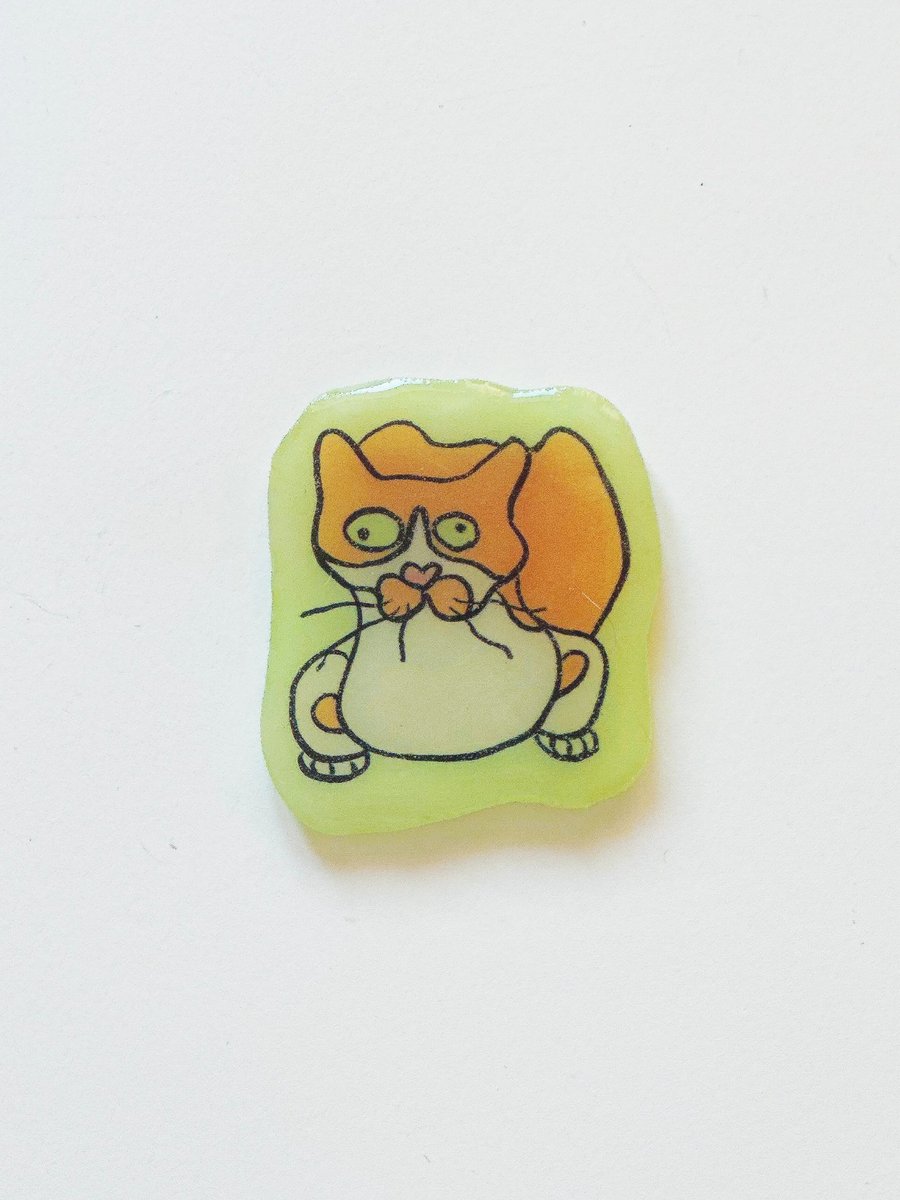 Green Flags Only Cat– Handmade Original Pet Illusration Fridge Magnet