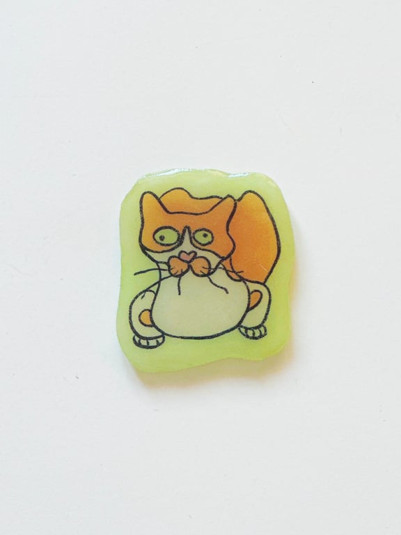Green Flags Only Cat– Handmade Original Pet Illusration Fridge Magnet
