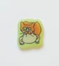 Green Flags Only Cat– Handmade Original Pet Illusration Fridge Magnet