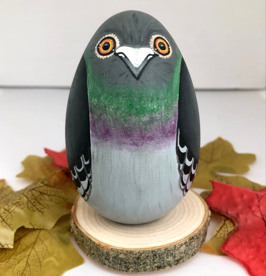 Pigeon ( Anton ) hand painted wooden egg ornament 