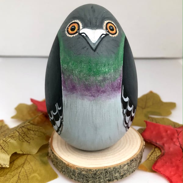 Pigeon ( Anton ) hand painted wooden egg ornament 