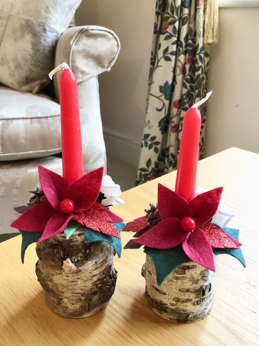 Two Mini Christmas Candle Arrangements Stunning Yule Log Centrepiece Decoration