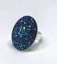 MIDNIGHT BLUE RING navy silver base faux druzy glitter  - Image 5
