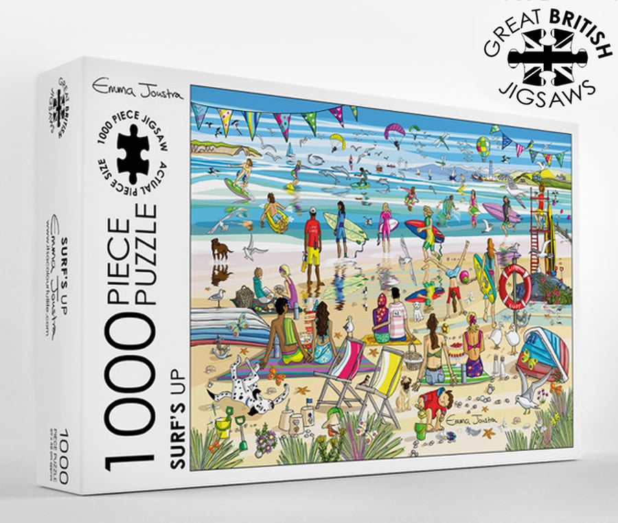 Surfs Up 1,000 piece jigsaw puzzle designed and made in the UK