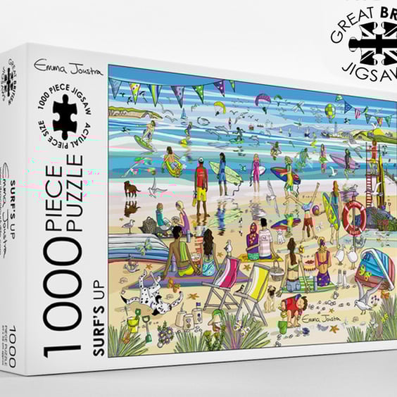 Surfs Up 1,000 piece jigsaw puzzle designed and made in the UK