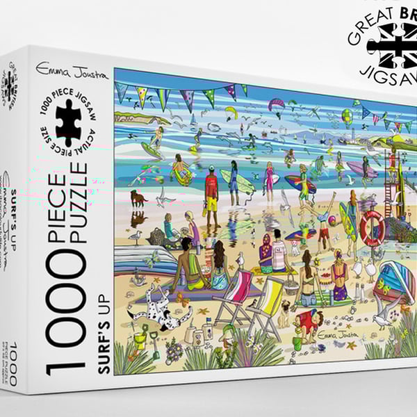 Surfs Up 1,000 piece jigsaw puzzle designed and made in the UK