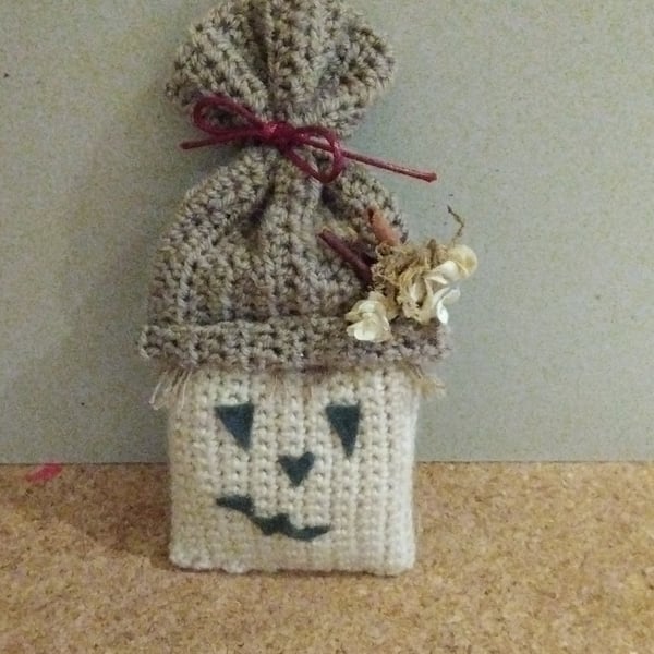 Handmade Crochet Scarecrow pumpkin autumn decoration