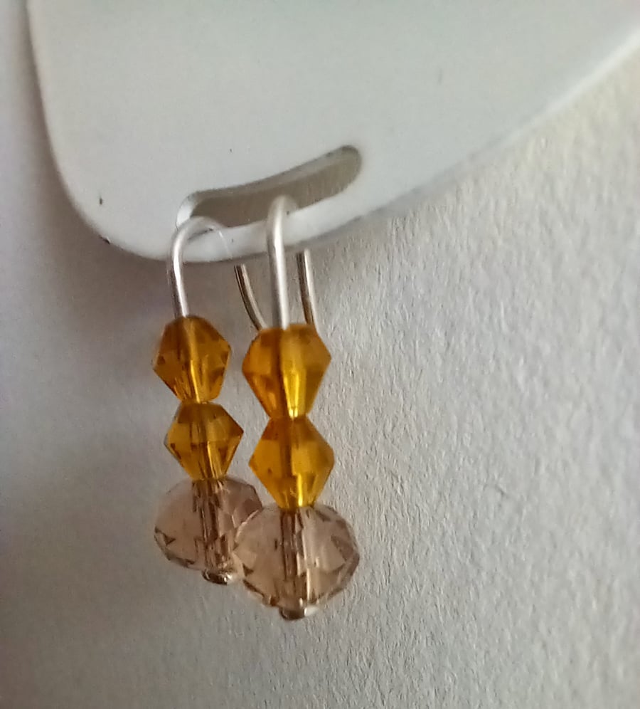 Children's Recycled Sterling Silver Amber Glass Earrings 