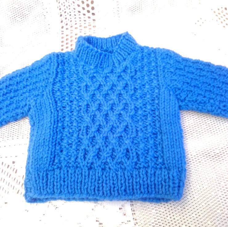 Children's Round Neck Jumper with Cabled Trelli... - Folksy