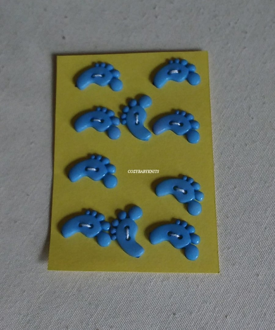 MID BLUE FEET SHAPED BUTTONS WITH  TWO HOLES FOR ATTACHING 