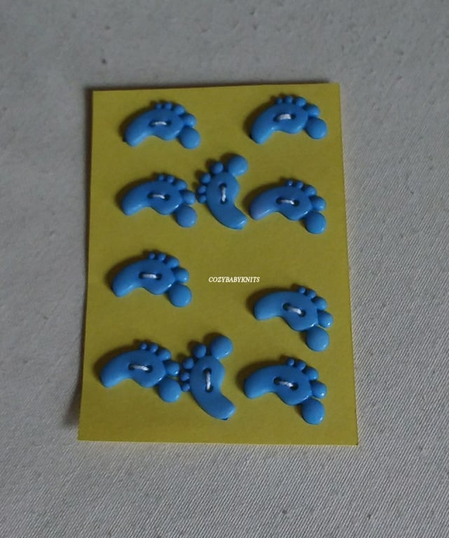 MID BLUE FEET SHAPED BUTTONS WITH  TWO HOLES FOR ATTACHING 