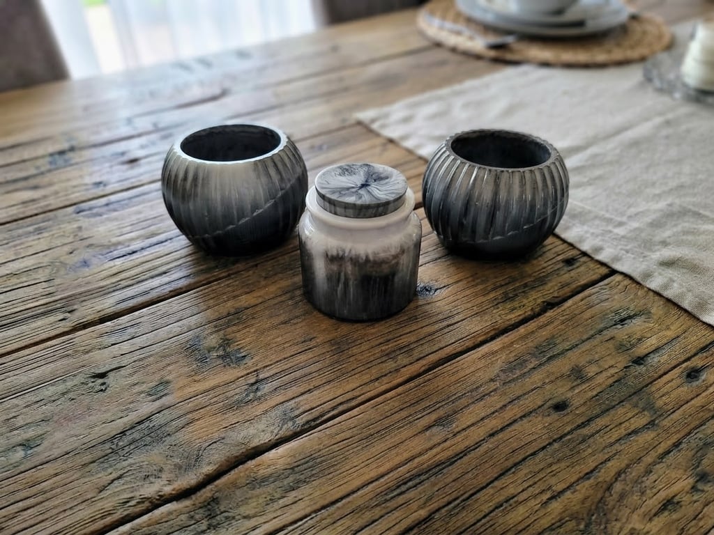Black & White Marbled Resin Jar Set