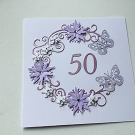 50th Birthday card. Golden wedding anniversary card. 50th Birthday card