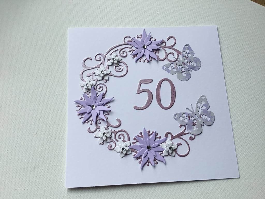 50th Birthday card. Golden wedding anniversary card. 50th Birthday card. Ref 036