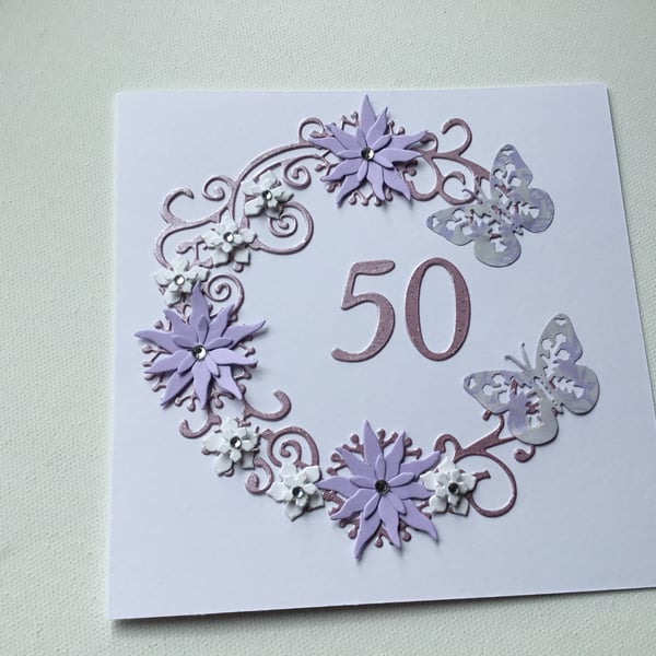 50th Birthday card. Golden wedding anniversary card. 50th Birthday card. Ref 036