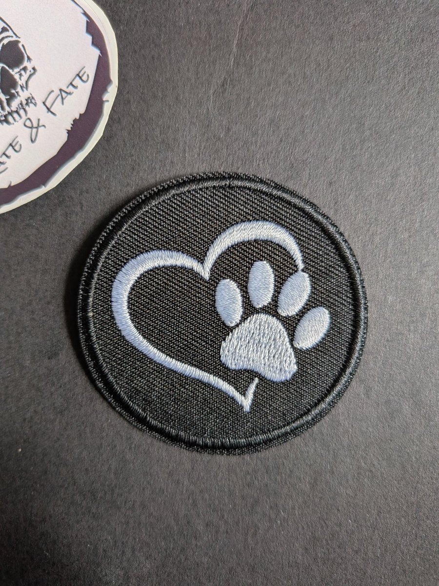 Image of White paw print inside a heart - Embroidered Iron on Patch