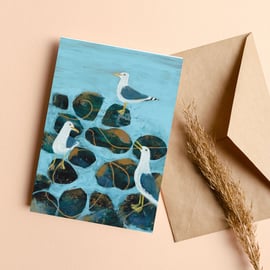 Blank Seagulls coastal card 