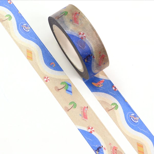  Summer at the Beach, 15mm Washi Tape, 10m,  Decorative Tape, Cards, 10m