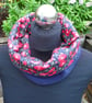 Poppy neck warmer, adult fleece scarf, poppy snood, blue and red neck warmer - Image 2