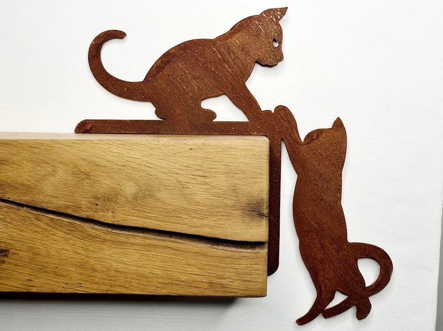 Rusted Metal Cats Playing On Door Frame Rusted Garden Art Rusty Outdoor Ornament