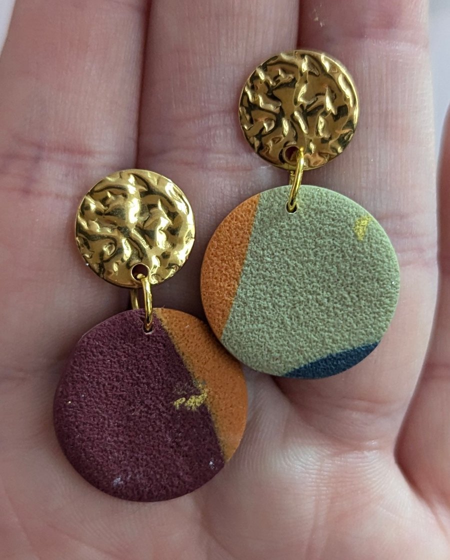 Sally abstract button drop earrings 