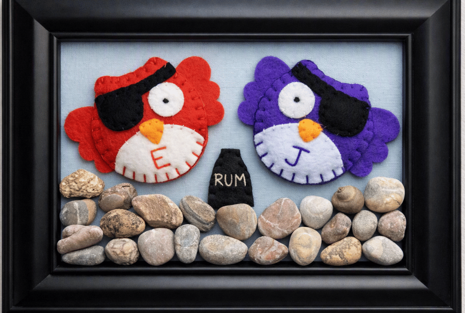Personalised felt owl pirate frame