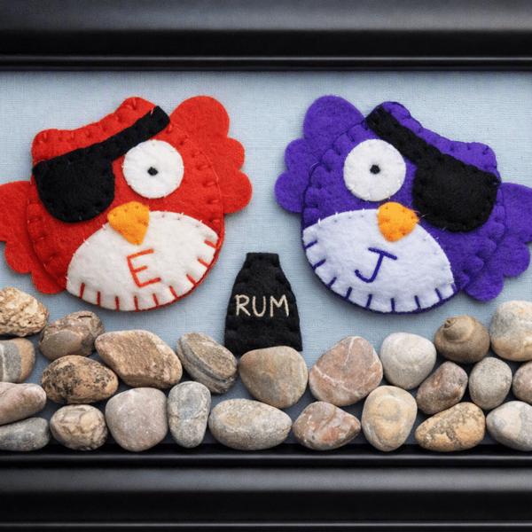 Personalised felt owl pirate frame